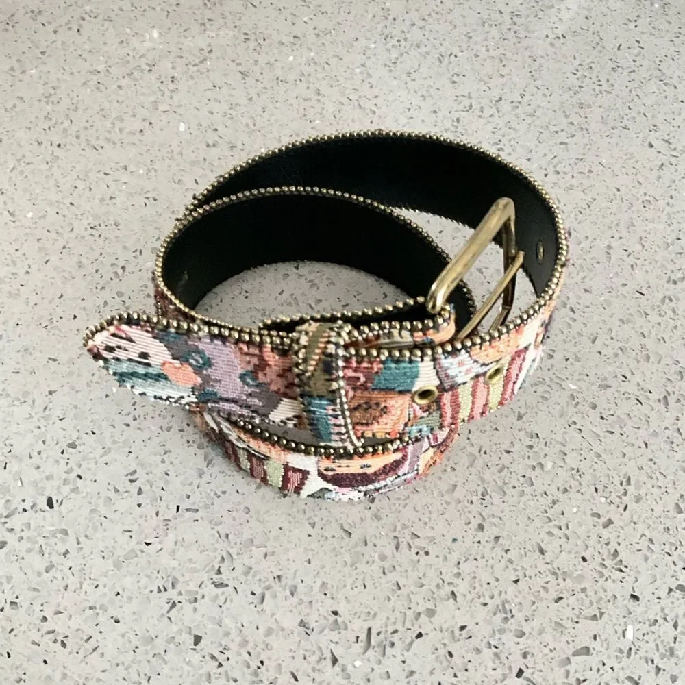 Bonded Leather & Tapestry Belt S / M